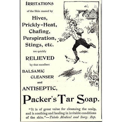 Packer's Tar Soap Hives Prickly Heat Chafing Toledo 1892 Ad AG2-M11
