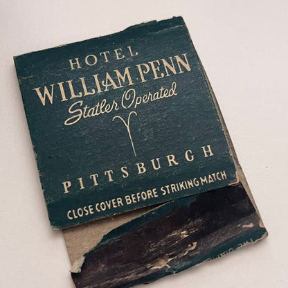 Hotel William Penn Statler Operated Pittsburgh Vintage Matchbook Cover TB8-MB-5