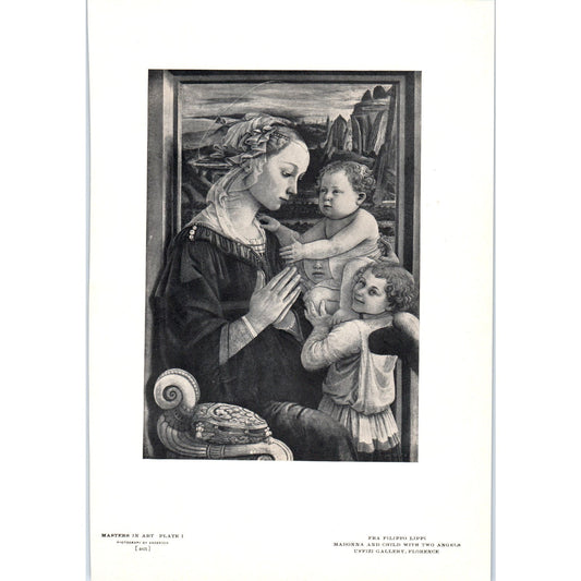 Madonna and Child with Two Angels - Fra Filippo Lippi c1905 Art Print D16