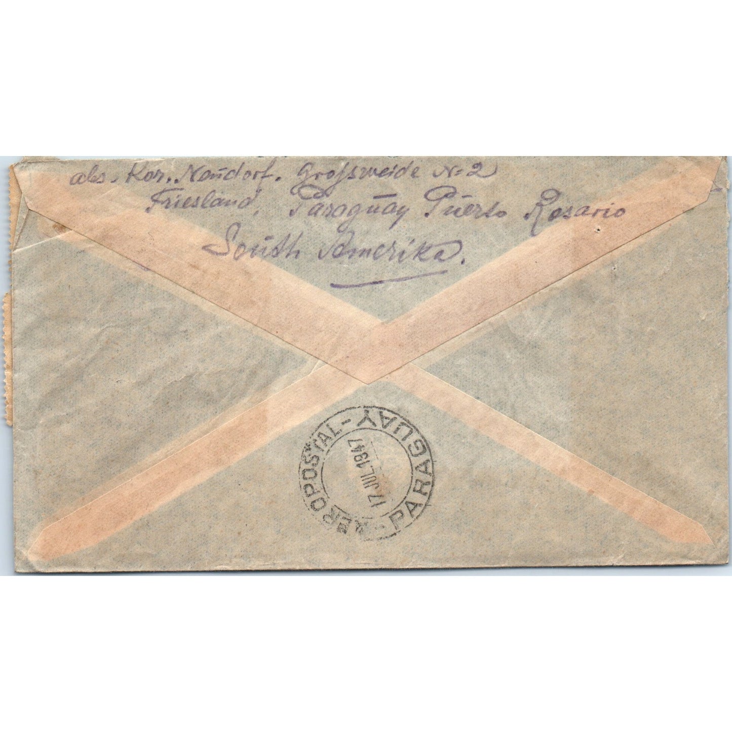 1940s Paraguay to Akron PA Orio O. Miller Postal Cover TI5-PC1