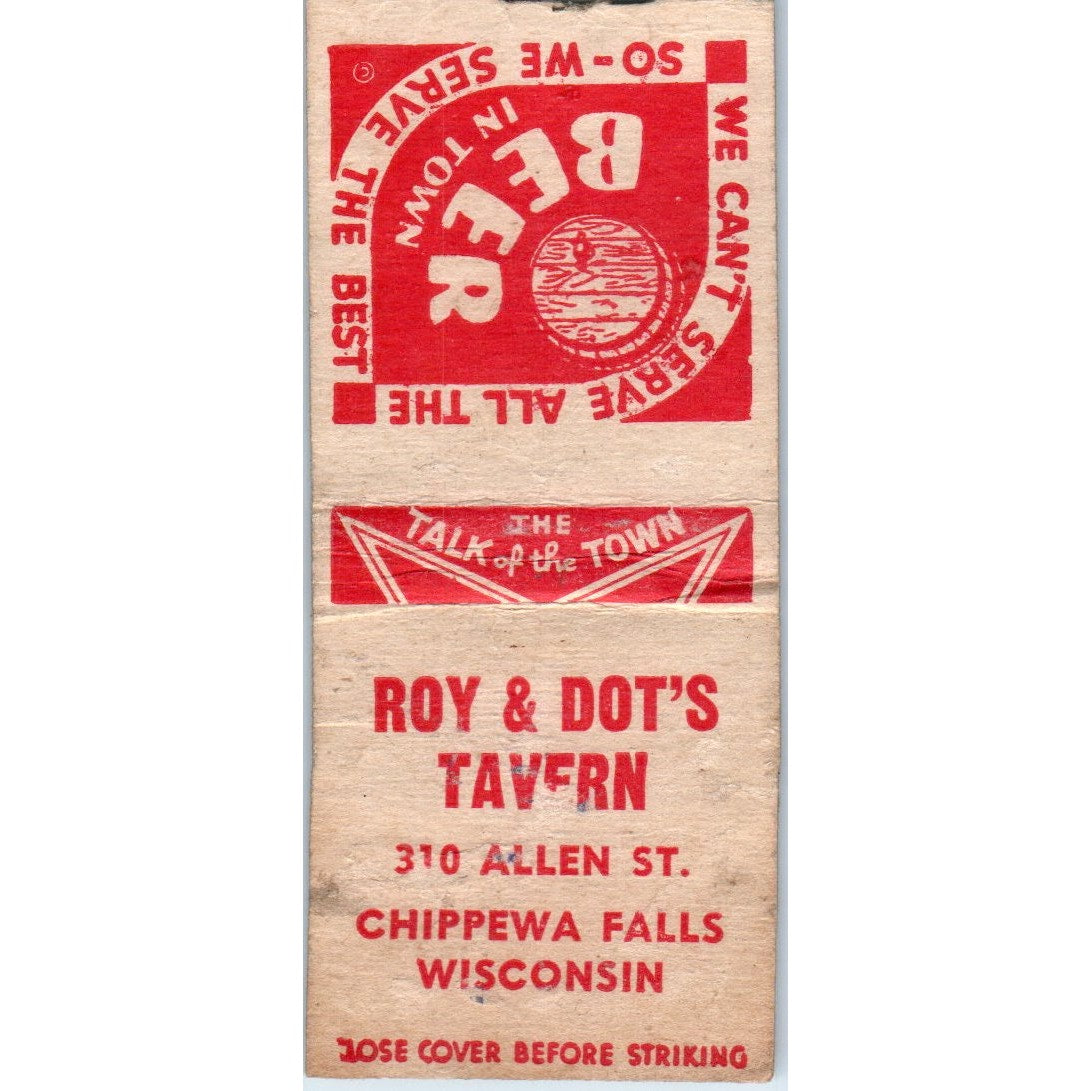 Roy & Dot's Tavern Chippewa Falls Wisconsin Vintage Matchbook Cover SD2-Y12