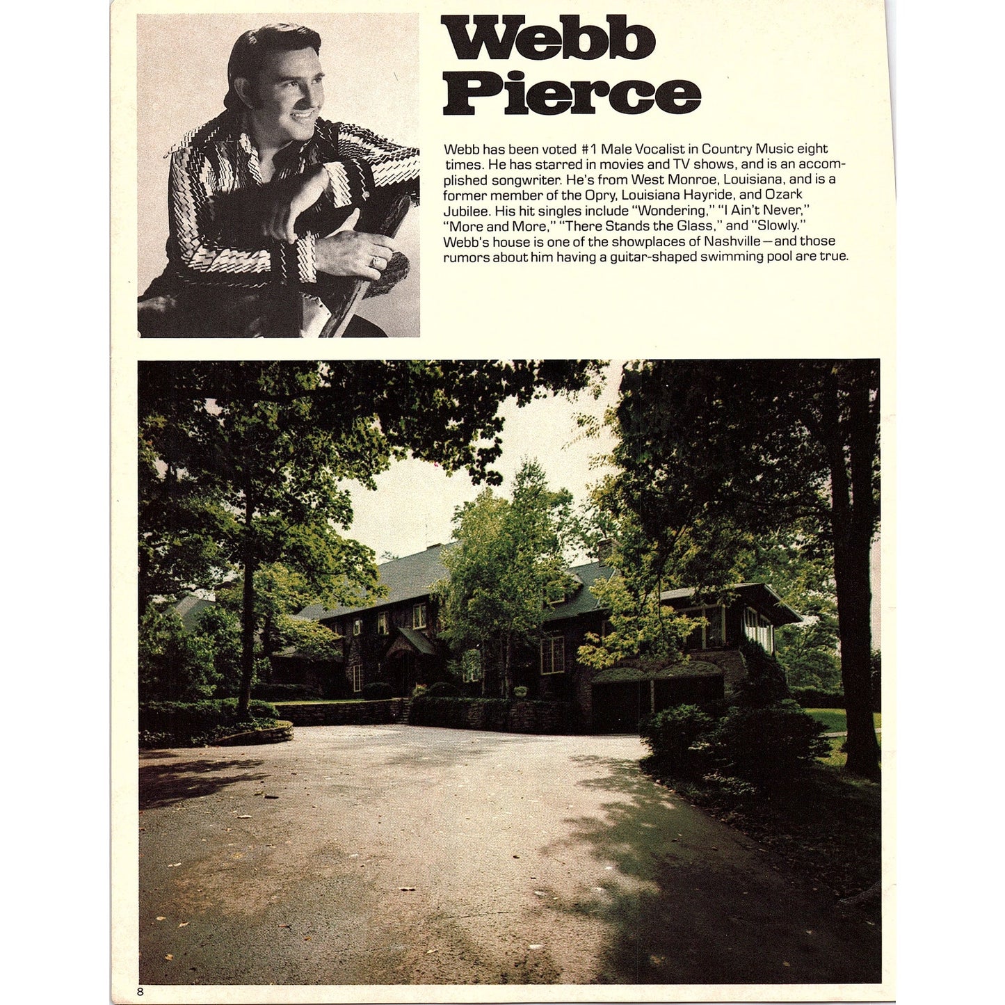 Kitty Wells - Webb Pierce Double Sided Bio & Home 1977 Photo Print AF3-6
