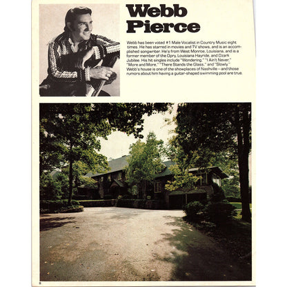 Kitty Wells - Webb Pierce Double Sided Bio & Home 1977 Photo Print AF3-6