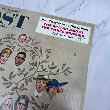 1959 Oct Saturday Evening Post Norman Rockwell Family Tree Cover ONLY 10x13 V17