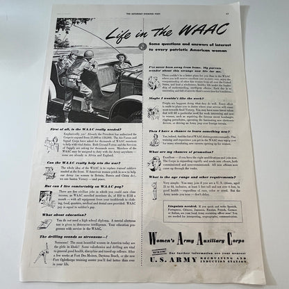 US Army Recruiting & Induction Station 1943 WWII Ad SV1-6