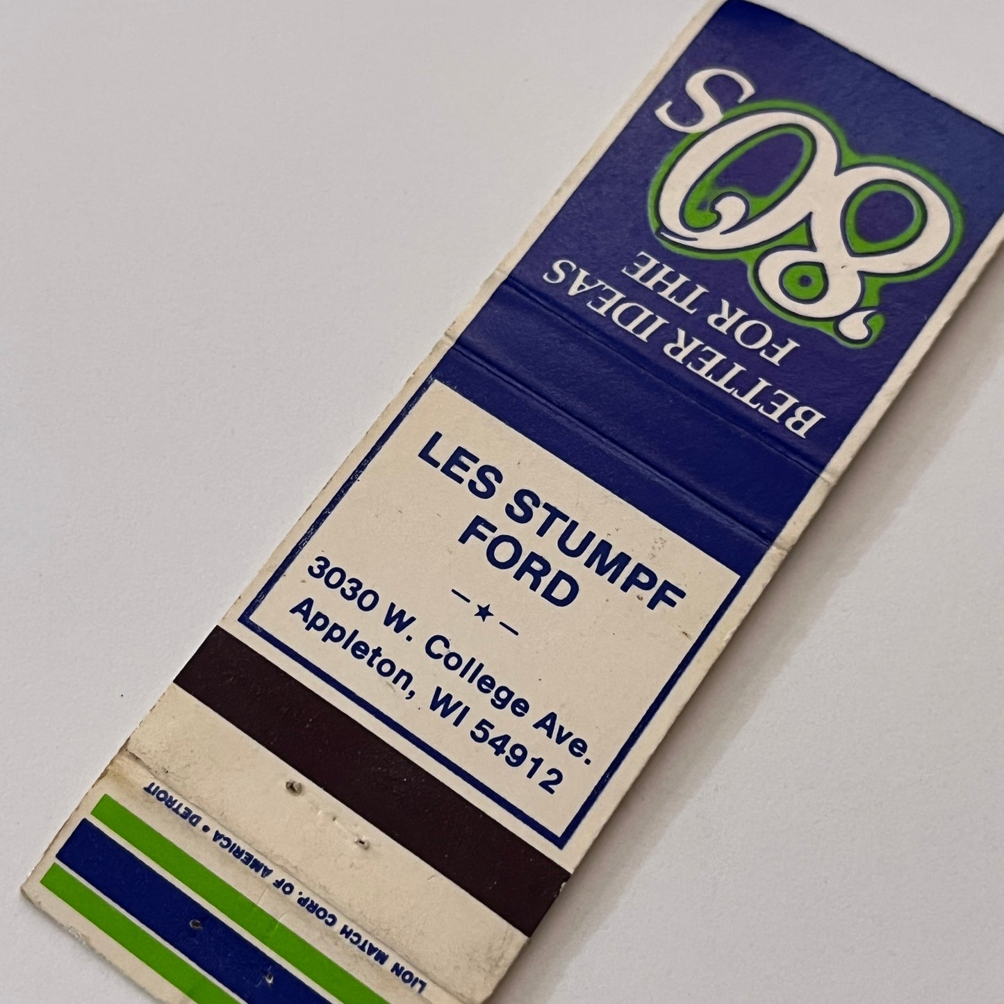 Les Stumpf Ford Appleton WI Vintage Matchbook Cover TB6-MB2-1