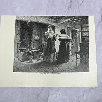 Lady Bellenden and Mause Headrigg Antique 8.5x11.5" Engraving Art Print V20