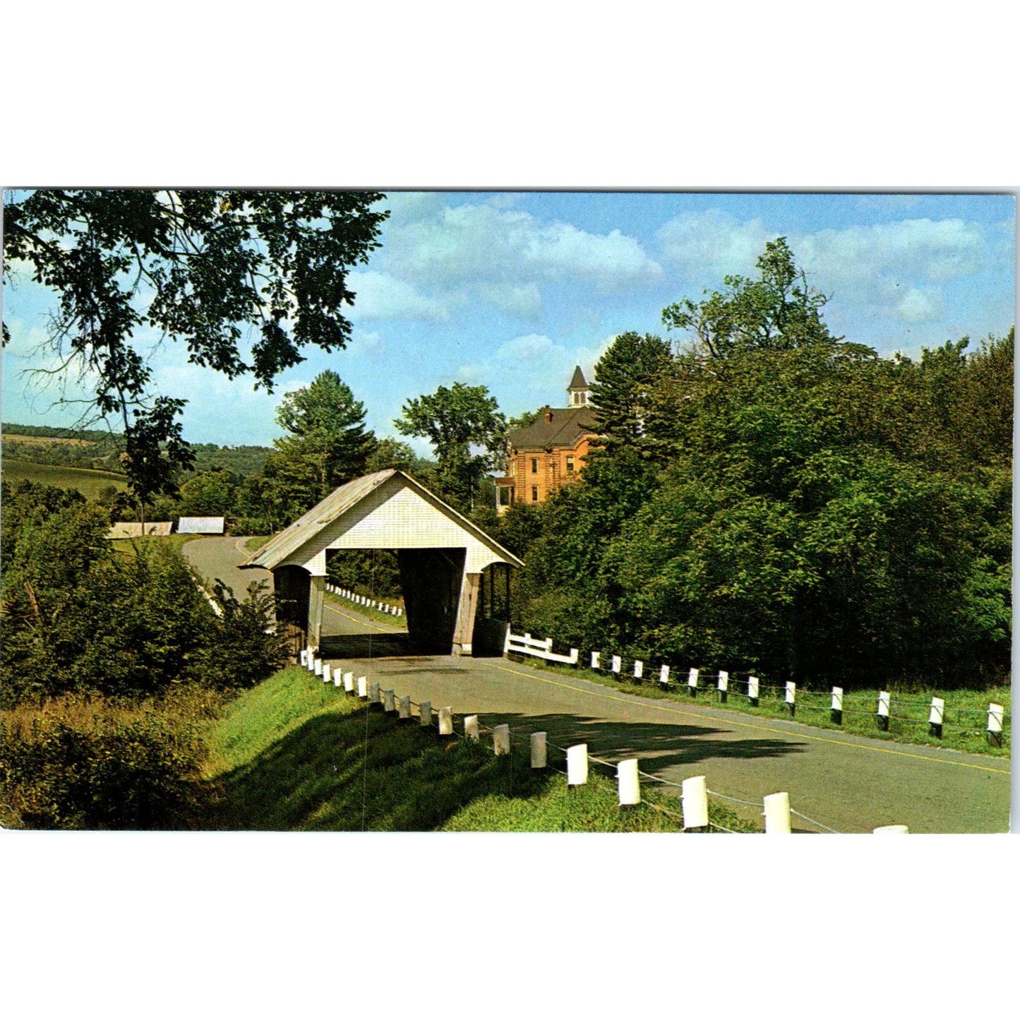 Lyndon Vermont Schoolhouse Covered Bridge Postcard PB11