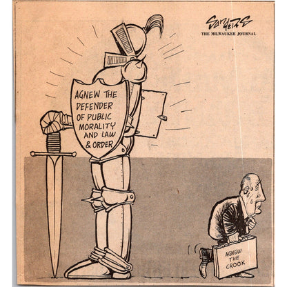 Spiro Agnew Crook Sanders Political Cartoon 1973 Political Cartoon AH2-2