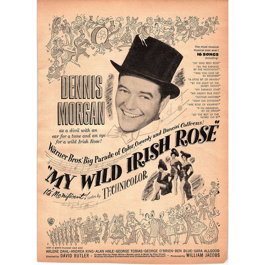 Dennis Morgan - My Wild Irish Rose 1948 Ad AF8-1