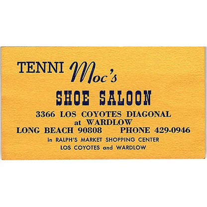 Tenni Moc's Shoe Saloon Long Beach CA Vintage Business Card SB4-B7