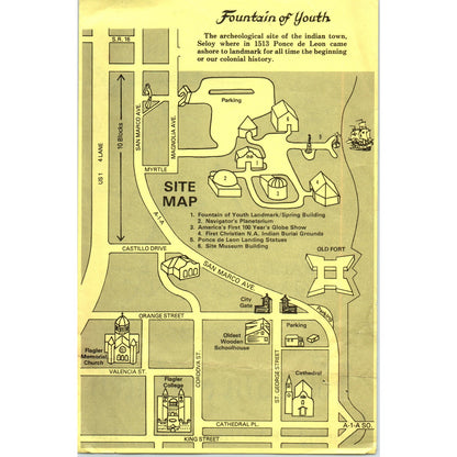 Vintage St. Augustine Florida Fountain of Youth Travel Map Leaflet AD8-R8