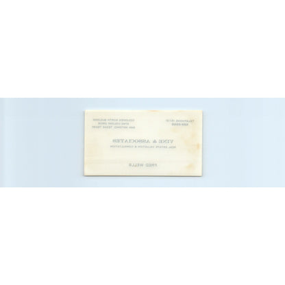 Fred Wells Vine & Associates Realty San Antonio TX Vintage Business Card SD8-B2