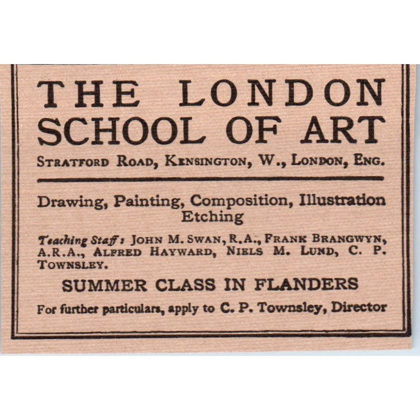 The London School of Art John M. Swan Alfred Hayward 1908 Victorian Ad AB8-MA12