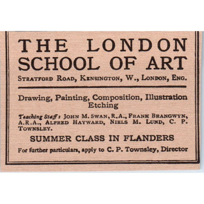 The London School of Art John M. Swan Alfred Hayward 1908 Victorian Ad AB8-MA12