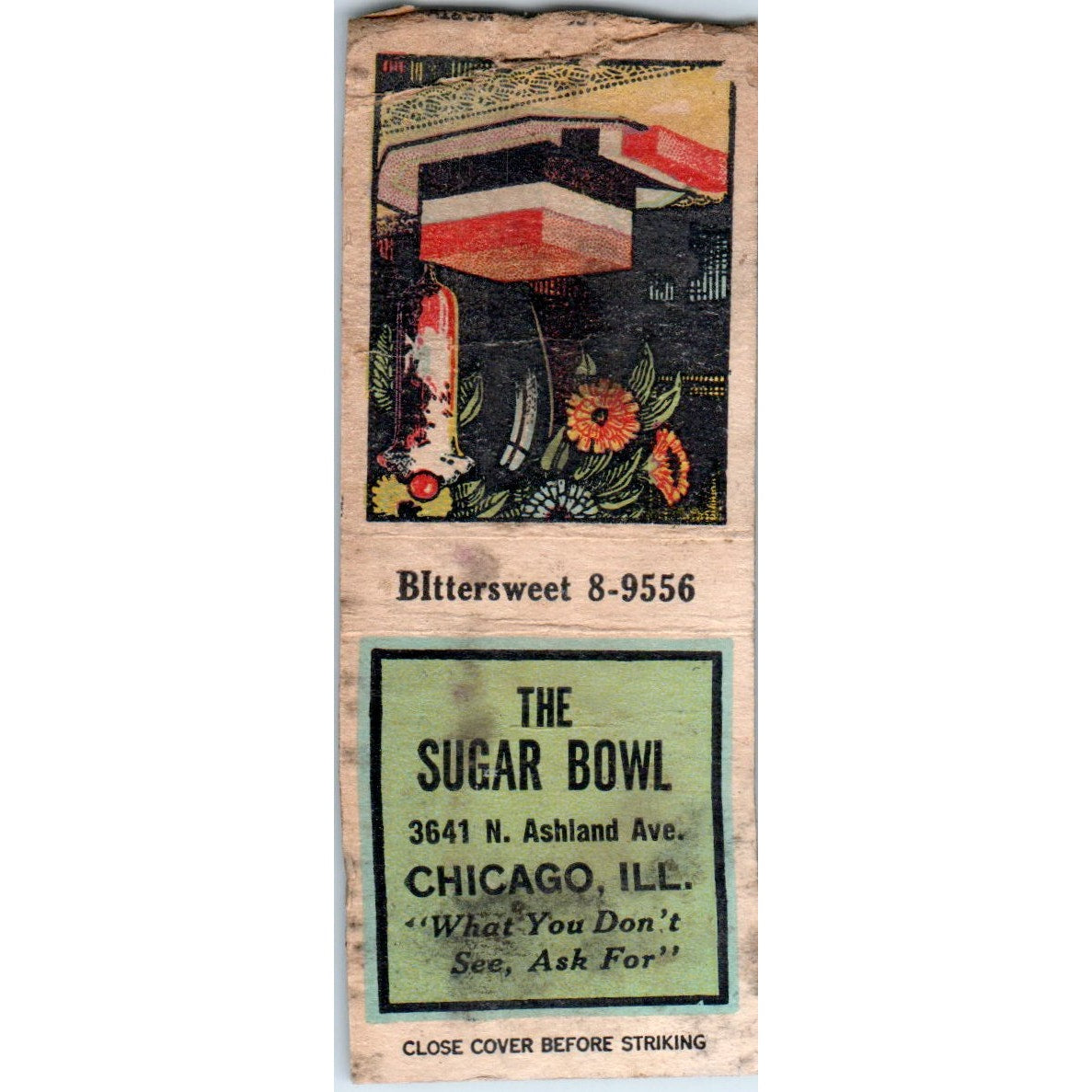 The Sugar Bowl Chicago IL Vintage Matchbook Cover SD2-Y4