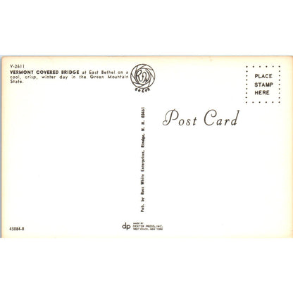 Vermont Covered Bridge East Bethel Vintage Covered Bridge Postcard PD3
