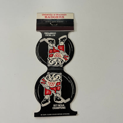 Wisconsin Badgers Hockey 1977 NCAA Champs 77-78 Schedule Vtg Matchbook SC4-R8