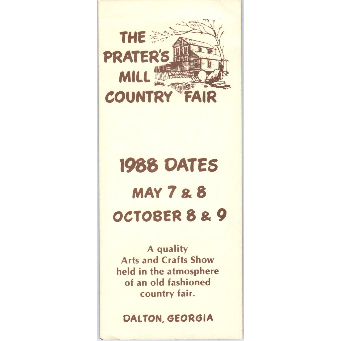 1988 The Prater's Mill Country Fair Dalton Georgia Travel Leaflet TF4-B4