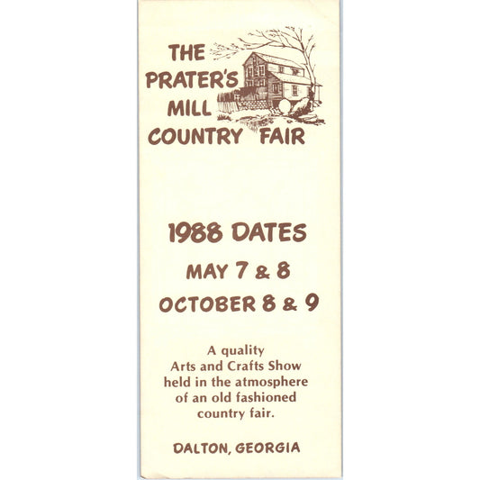 1988 The Prater's Mill Country Fair Dalton Georgia Travel Leaflet H5-5
