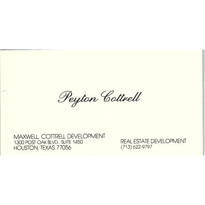 Peyton Cottrell MCD Maxwell-Cottrell Development Houston Business Card SE3-B14