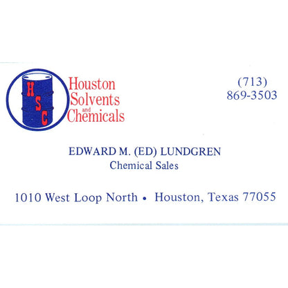 Edward M. Lundgren Houston Solvents & Chemicals Vintage Business Card SE3-B10