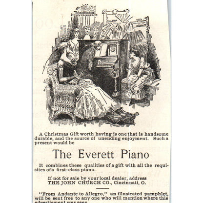 The Everett Piano John Church Co Cincinnati OH c1890 Victorian Ad AE8-CH8