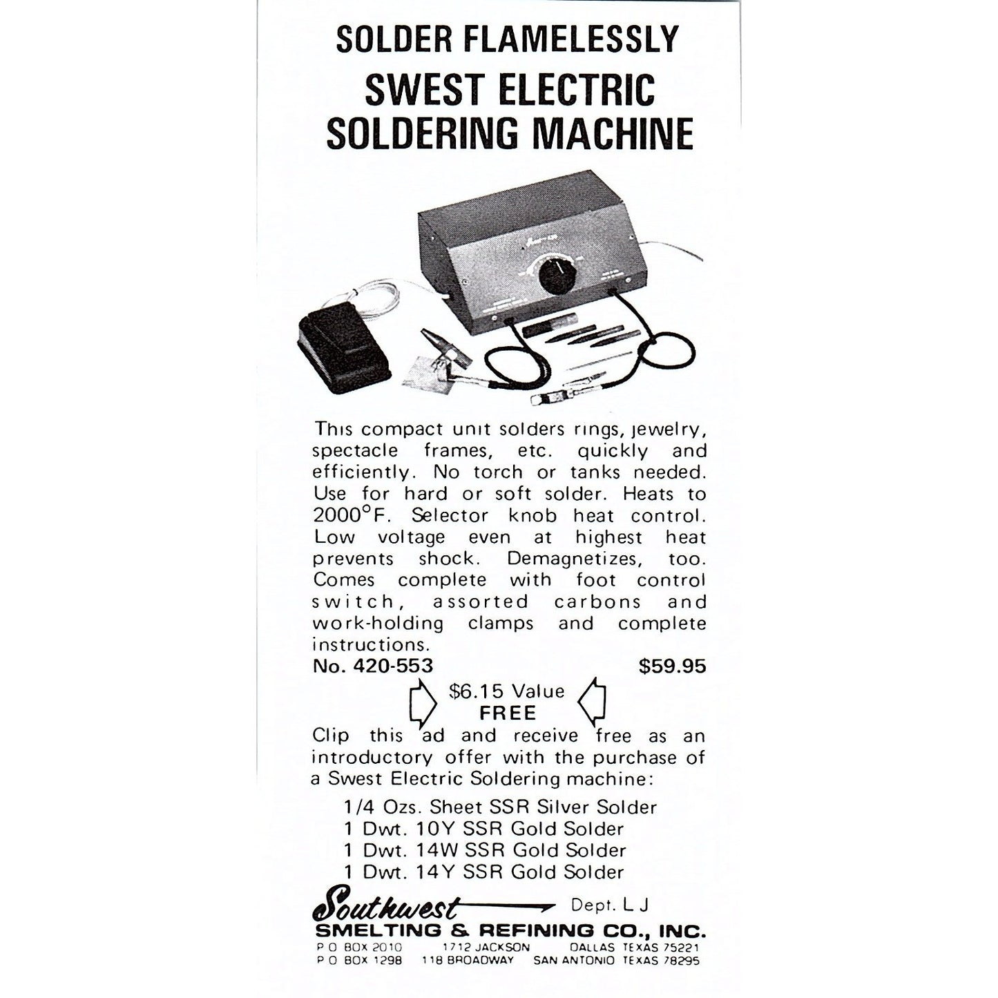 Southwest Smelting & Refining Co Dallas San Antonio Texas 1972 Ad AF8-M3