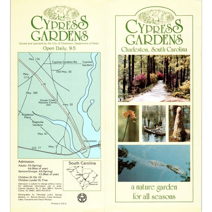 Vintage Cypress Gardens South Carolina Fold Out Travel Brochure H5-5