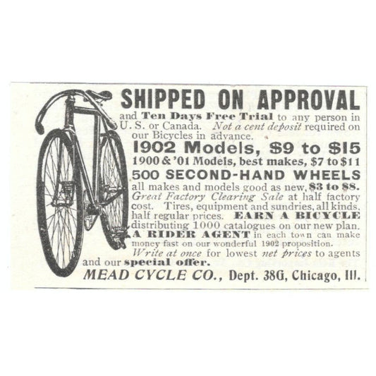 Mead Cycle Co Chicago 1902 Bicycle c1905 Original Magazine Advertisement AE7-SA1