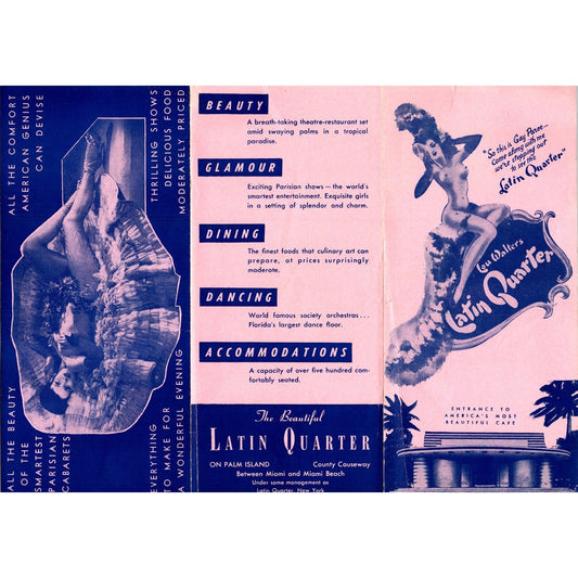 Lou Walters Latin Quarter Palm Island Florida Vintage Travel Brochure AI9-H2