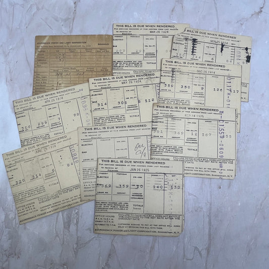 c1925 Collection of Bill Stubs Adirondack Power & Lighting Schenectady NY TG9-E1