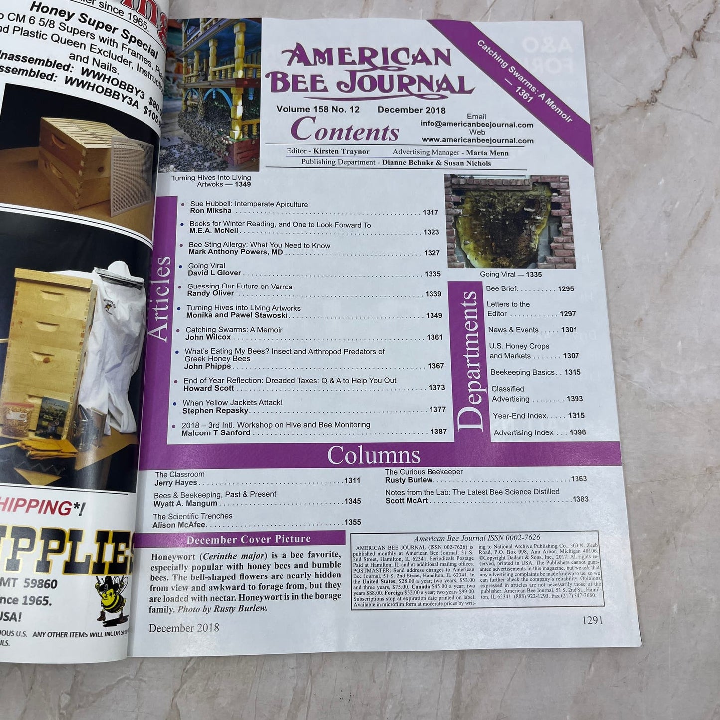 2018 Dec American Bee Journal Magazine Bees Beekeeping Honey M8