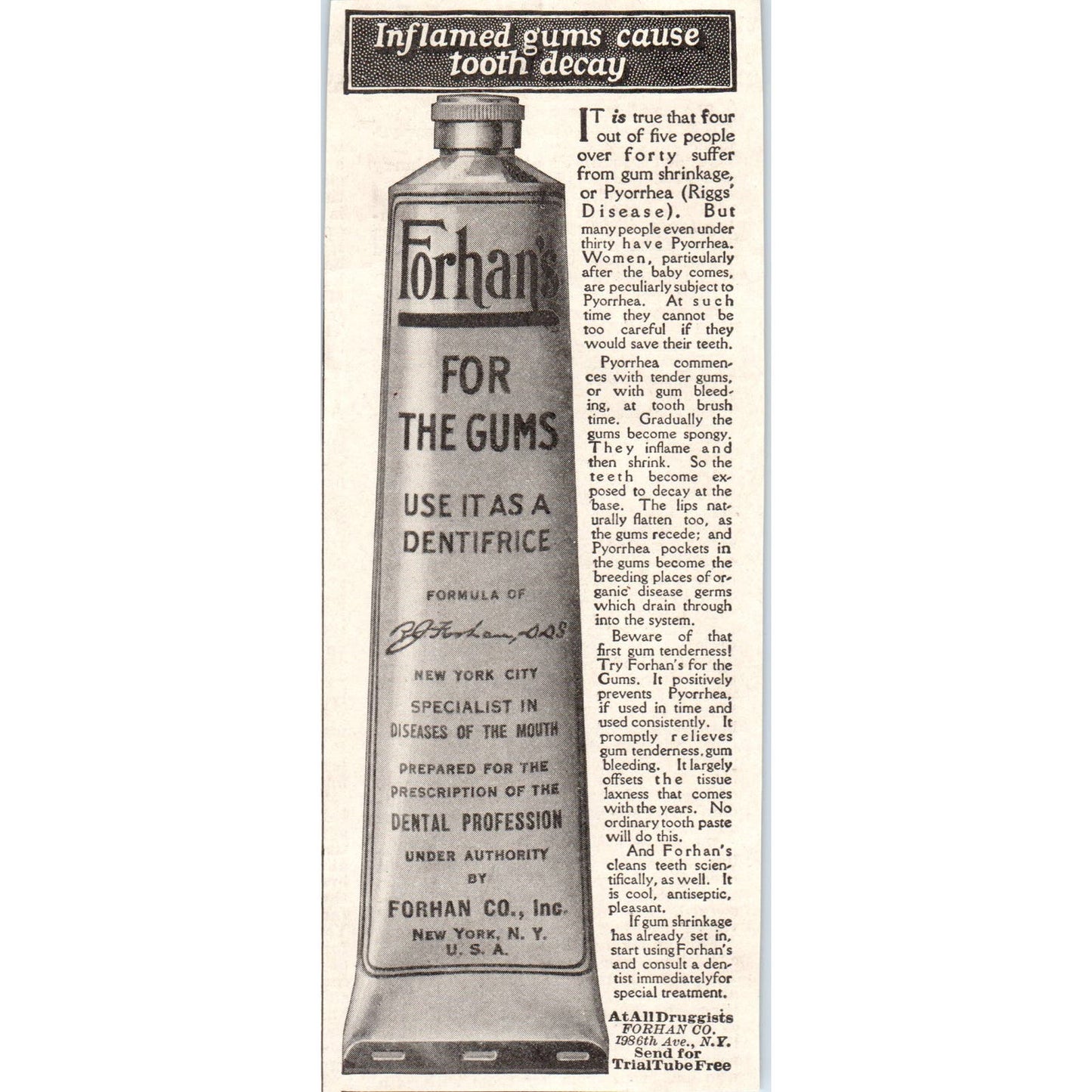 Forhan's For The Gums Dentifrice New York 1918 Magazine Ad AF1-WH1