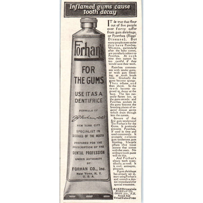 Forhan's For The Gums Dentifrice New York 1918 Magazine Ad AF1-WH1