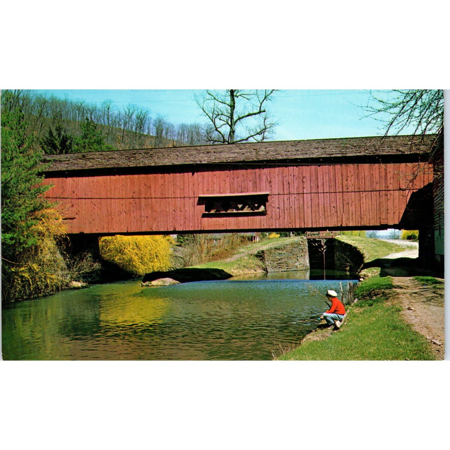 Old Covered Bridge Delaware Canal Uhlerstown Bucks County Vintage Postcard PD3