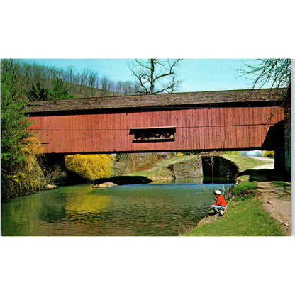 Old Covered Bridge Delaware Canal Uhlerstown Bucks County Vintage Postcard PD3