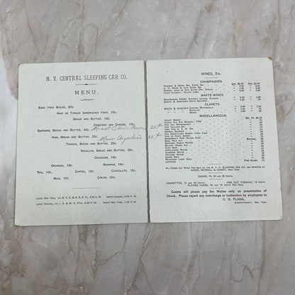 c1880 NY & Chicago Limited Express Buffet Menu NYC Sleeping Car Co H3-1