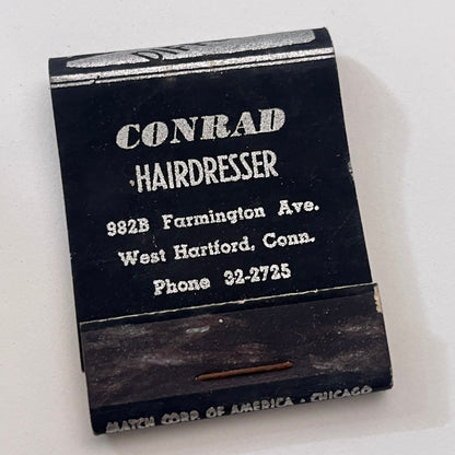 Conrad Hairdresser West Hartford CT Vintage Matchbook Cover TB8-MB-9
