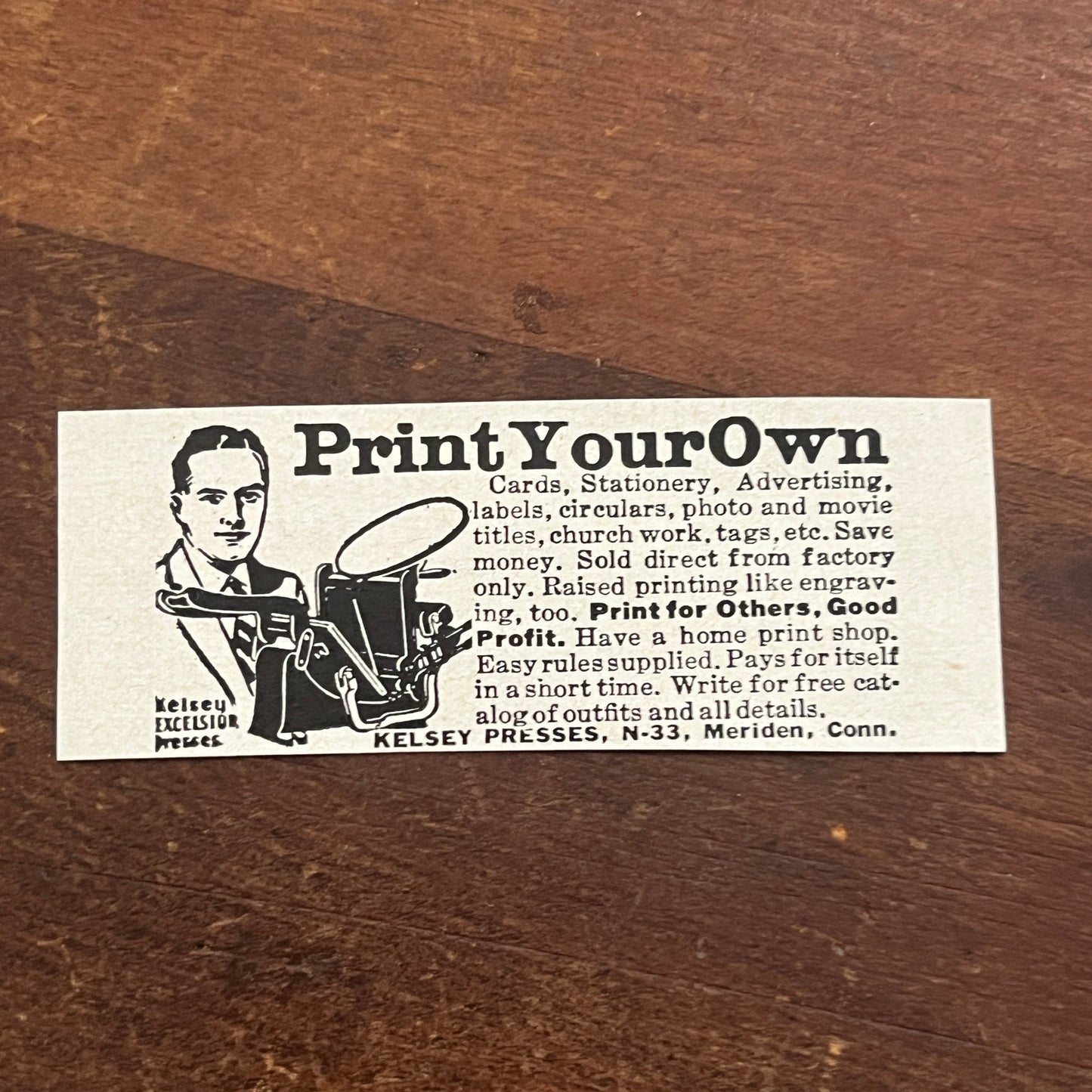 Kelsey Excelsior Press Meriden CT Home Printing 1955 Ad AF9-S2