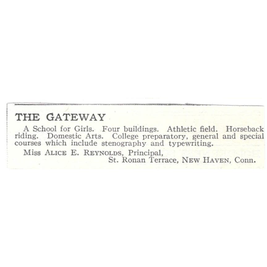 The Gateway School for Girls Alice E. Reynolds St. Ronan Terrace 1918 Ad AE5-SV3