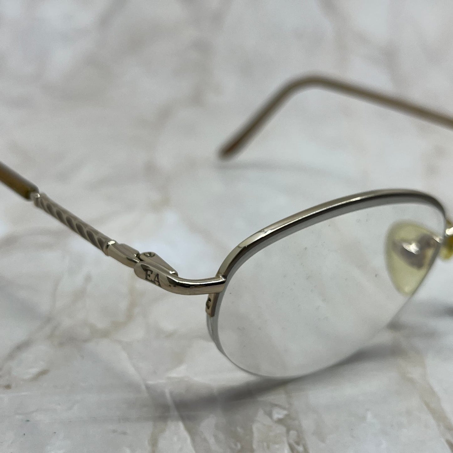 EA Brown Oval Half-Rim Sunglasses Eyeglasses Frames TE9-G6-7