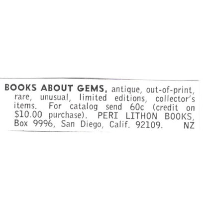 Peri Lithon Books - Lapidary Books Gems San Diego CA 1972 Ad AF8-S9