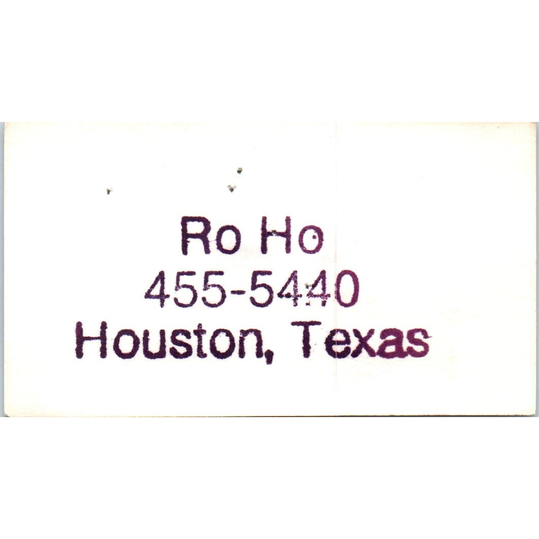 Ro Ho Houston Texas Vintage Business Card SD8-B16