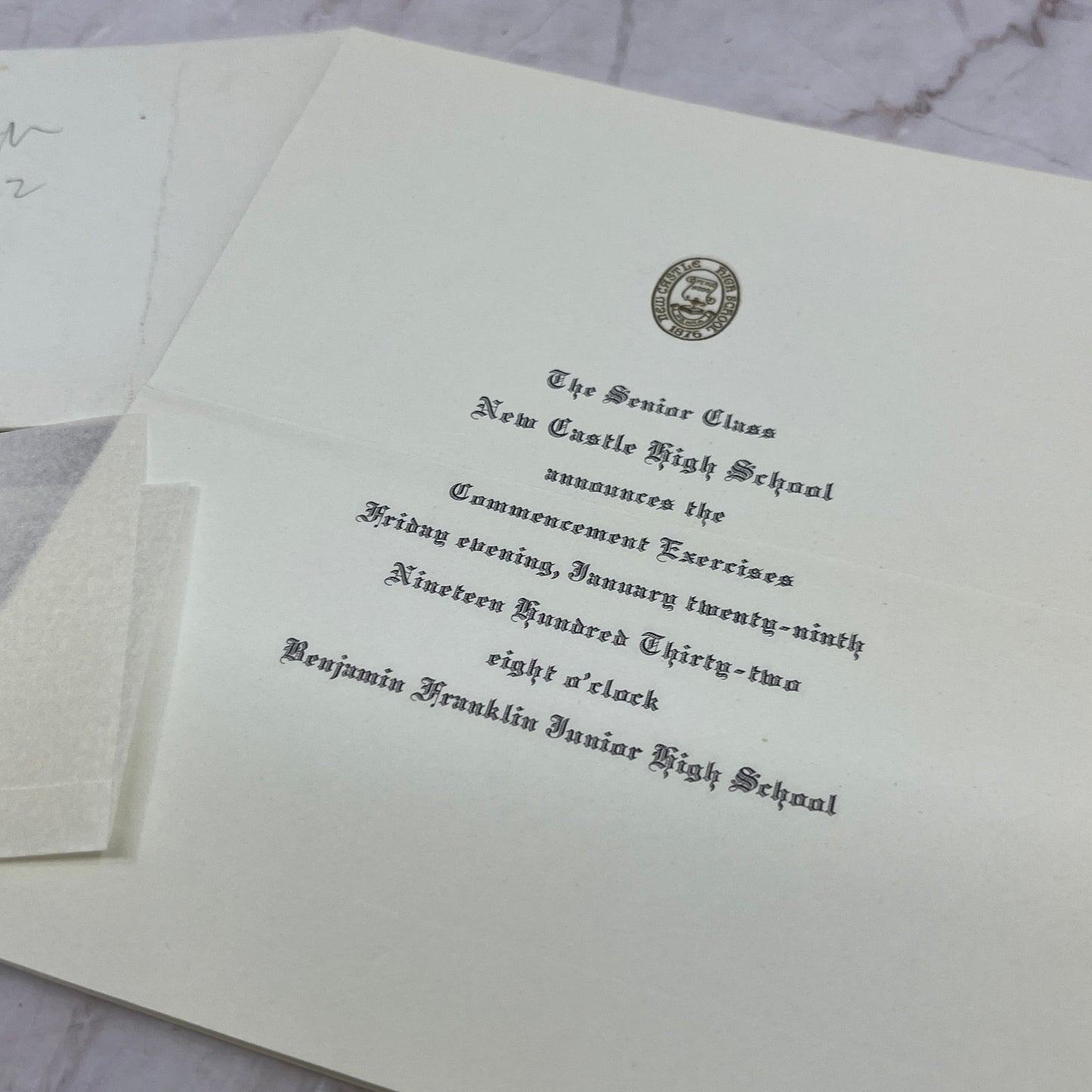 1932 New Castle High School Commencement Invitation Charles Leroy Turk Ai5-PCL