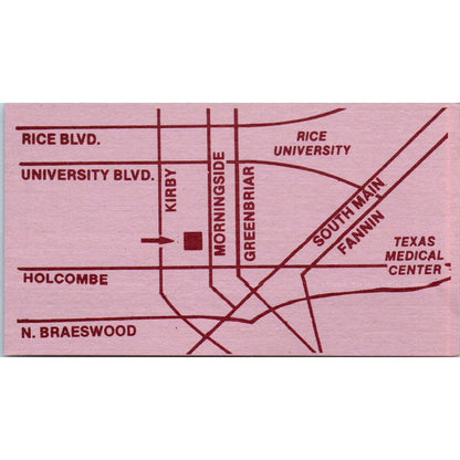 Morningside Thai Restaurant Houston TX Vintage Business Card SE3-B6