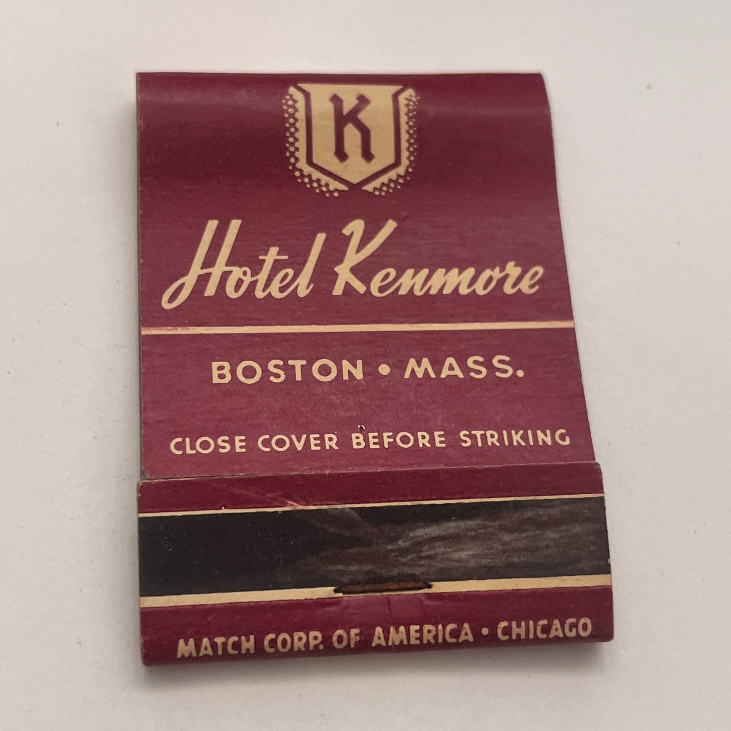 Hotel Kenmore Boston MA William T Bigler Vintage Matchbook Cover TB8-MB2-6