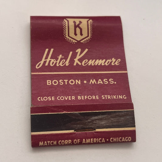 Hotel Kenmore Boston MA William T Bigler Vintage Matchbook Cover TB8-MB2-6