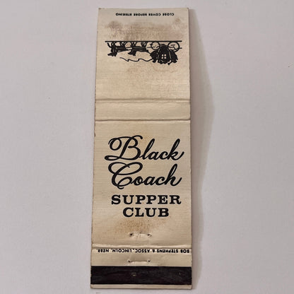 Black Coach Supper Club Lincoln NE Vintage Matchbook Cover TB6-MB1-15