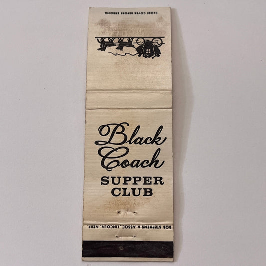 Black Coach Supper Club Lincoln NE Vintage Matchbook Cover TB6-MB1-15